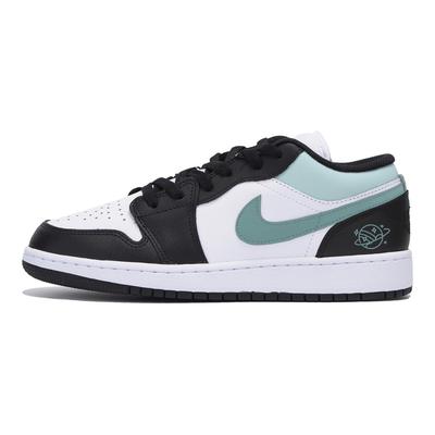 Air Jordan 1 износостойкие нескользящие низкие винтажные баскетбольные кроссовки мужские Черный Белый Зеленый 553558-131(Команда85-)