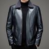 Leather Jacket Men's Genuine Leather Casual Plus Velvet Thickened Short Jacket Lapel Down Jacket Winter