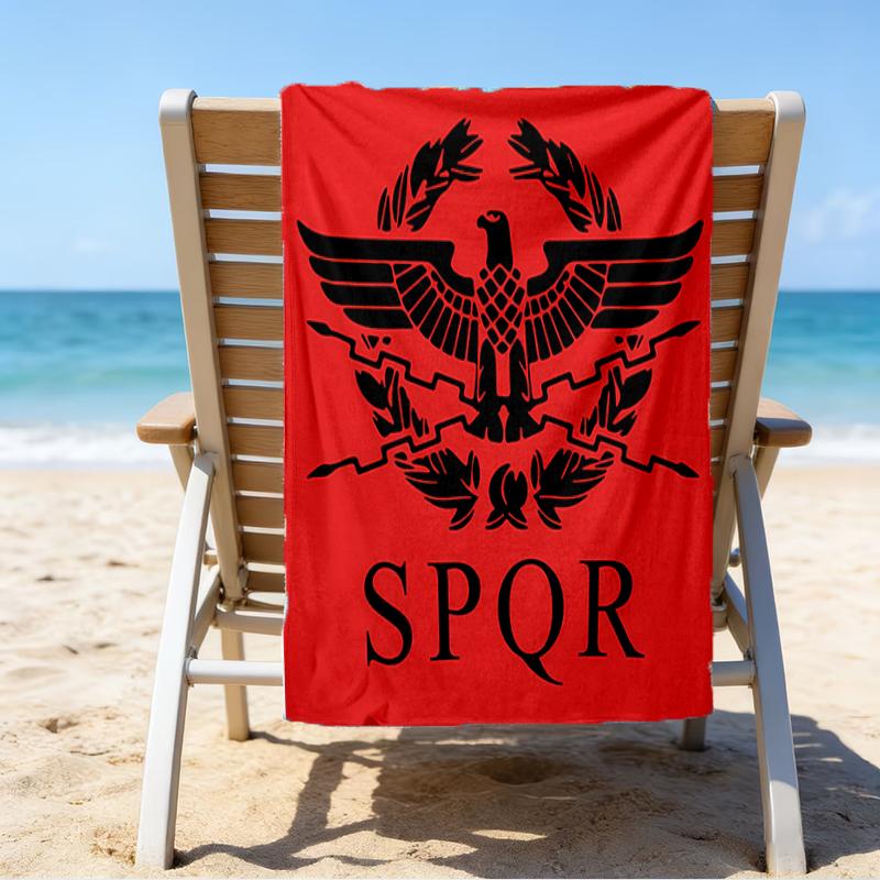 proof beach towel with a SPQR Roman Eagle1 pattern - soft,absorbent,quick-drying,machine washable - perfect for swimming,camping,bathing
