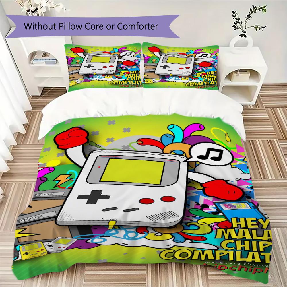 Game console Pattern Bedding,Quilt Set Quilt Cover Pillowcase Home Birthday Gift (1*duvet cover+2*pillowcase,without core)ZSJT0917439