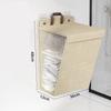 Household Laundry Basket Hamper Foldable Adhesive Multifunctional Punch Free Wall Hanging Washing Clothes Mesh Hook Organizer