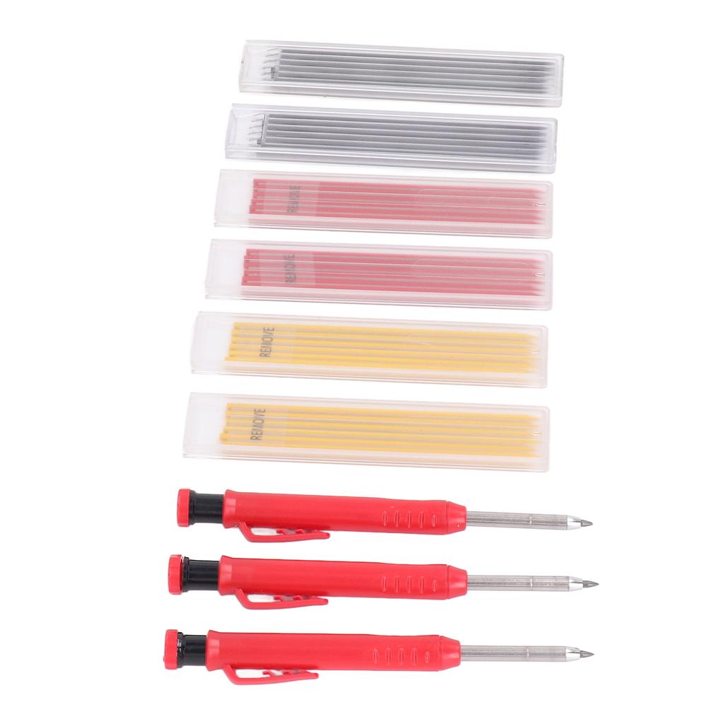 39Pcs Carpenter Pencil Marking Tool Set Kit with 3 Colours Refills for Woodworking