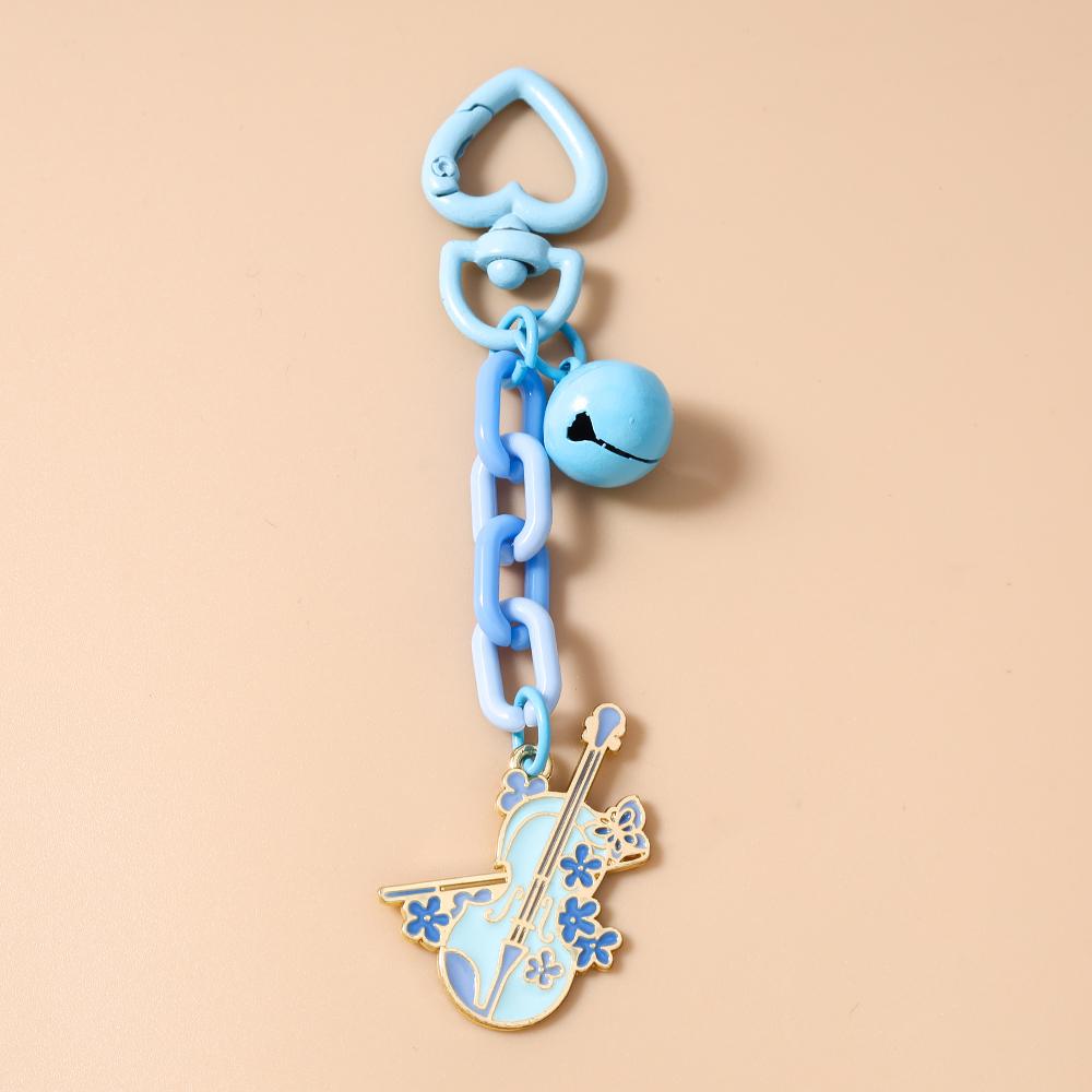 New Enamel Violin Guitar keychain Women Girls Musical Instrument Key Ring Pendant for Handbag Decor DIY Key Holder Jewelry Gift