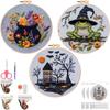 Halloween Cross Stitch Set Includes Embroidery Hoop Embroidery Cloth Threads Handmade Sewing Art Craft Kit for Beginner Adults
