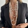 Bohemian Style Multilayer Pearl Necklace Baroque Bridal Jewelry Women's Clavicle Chain  Wedding