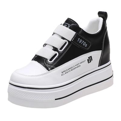 Модные женские дышащие кроссовки, обувь на увеличенной платформе 8 см, повседневная обувь для отдыха, кожаные белые туфли, женская вулканизированная обувь