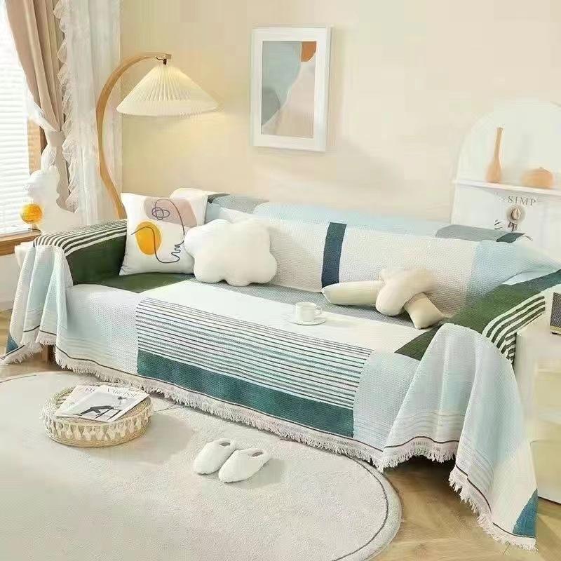 Универсальное одеяло для дивана в скандинавском стиле, нескользящий тканевый чехол, полностью покрытый чехол, диванная подушка, песочный, универсальный, можно стирать в машине, четыре сезона