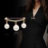 Pearl Fixed Strap Charm Safety Pin Brooch Sweater Cardigan Clip Chain