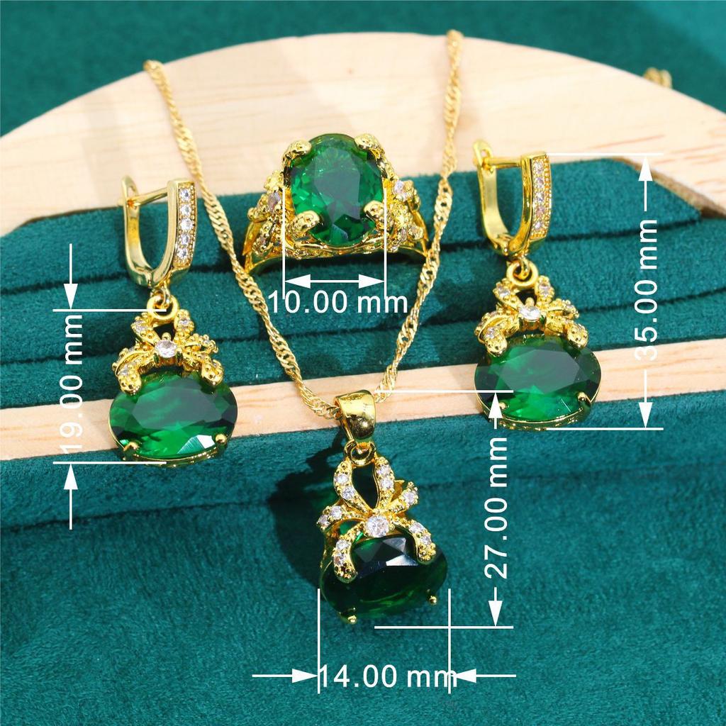 New Jewelry Europe and The United States Hot Zircon Bracelet Necklace Earrings Jewelry Set