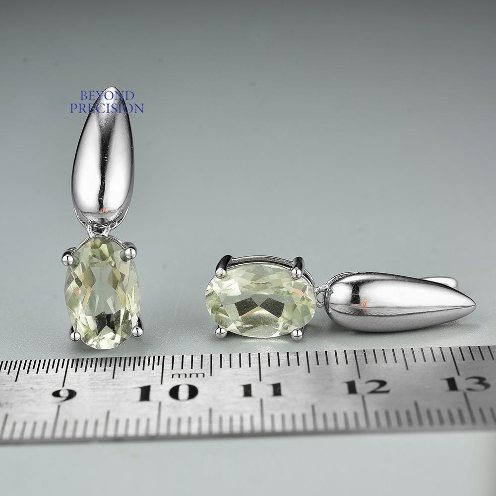 Bolaijewelry Натуральный зеленый аметист овальные серьги с драгоценными камнями 8*12 мм, серебро 925 пробы, простые женские изысканные ювелирные изделия, подарок
