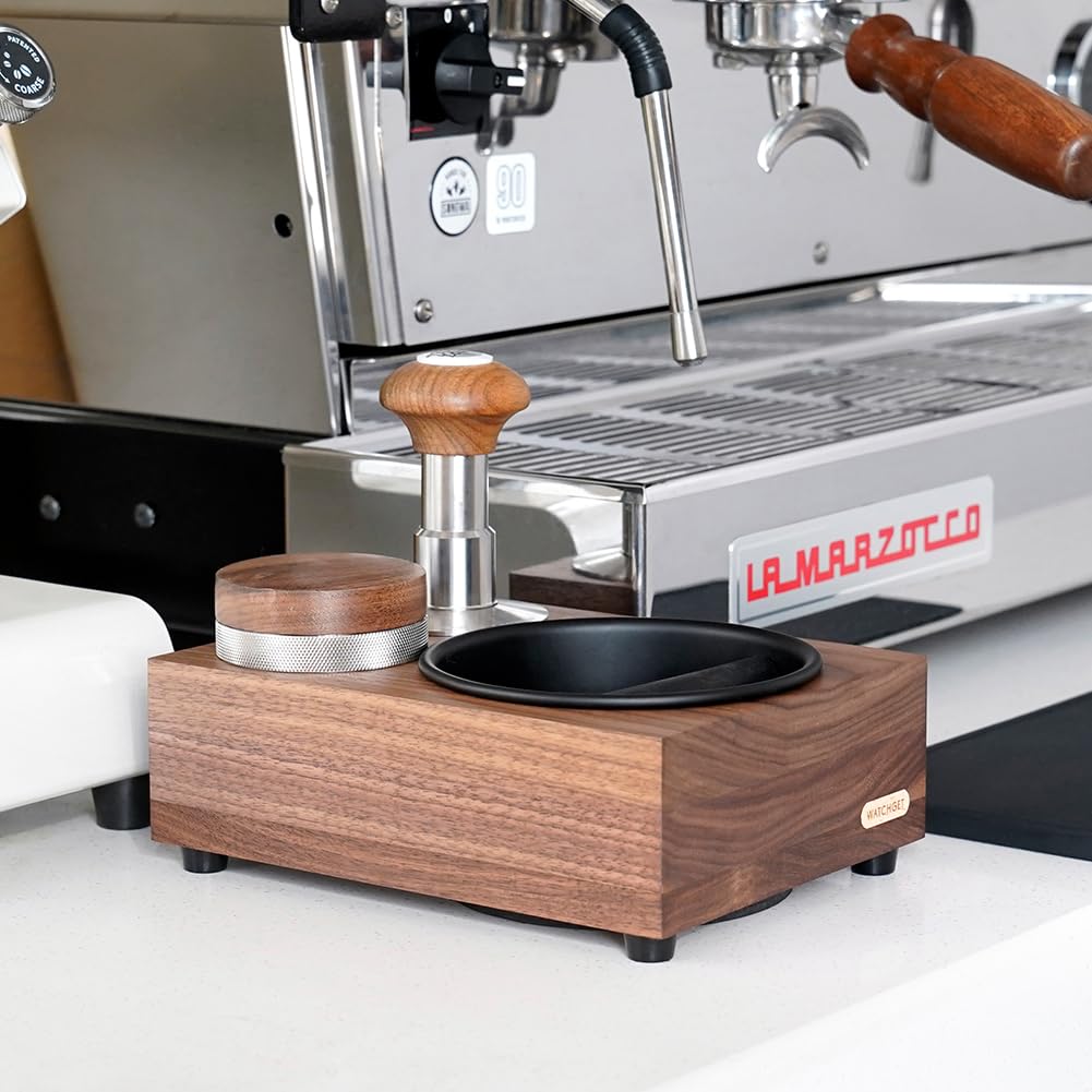 Watchget Knock Box Espresso Knock Box Knock Box Tamper and Distributor Stand Storage Compatible with Walnut Coffee Knock Box Coffee Residue Bucket