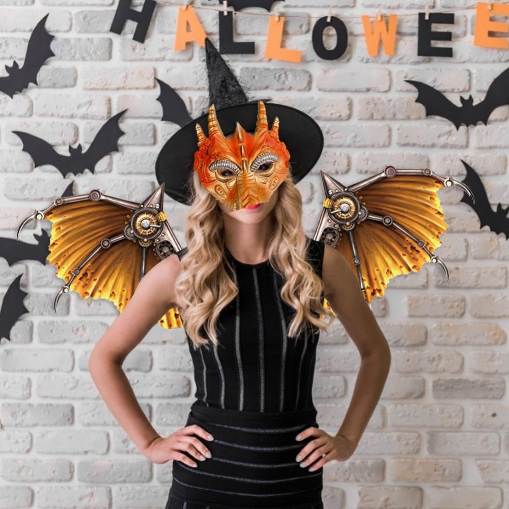 Halloween Dragon Mask Decoration Carnival Party Masquerade Steampunk Dress Up Decorations Set Adult Cosplay Face Mask