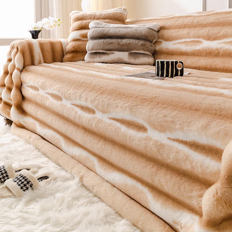 Cream Wind Rabbit Plush Sofa Cover Thick Warm Blanket Sofa Cushion Anti-slip One-piece Sofa Towel