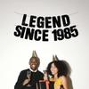 Pre-Strung Legend Since 1985 - Black Glitter Banner, Happy 40th Birthday Decorations for Men, 40 Year Old Party Decor Sign for Him