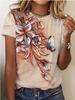 Fashion Women Beautiful Three-dimensional Flower Butterfly Print T Shirt Funny Casual O-neck Short Sleeves T-shirt Summer Female Tee Shirt
