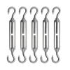 304 Stainless Steel European Style Hook & Hook M6 Turnbuckles Adjustable Wire Rope Tensioners Pack of 5