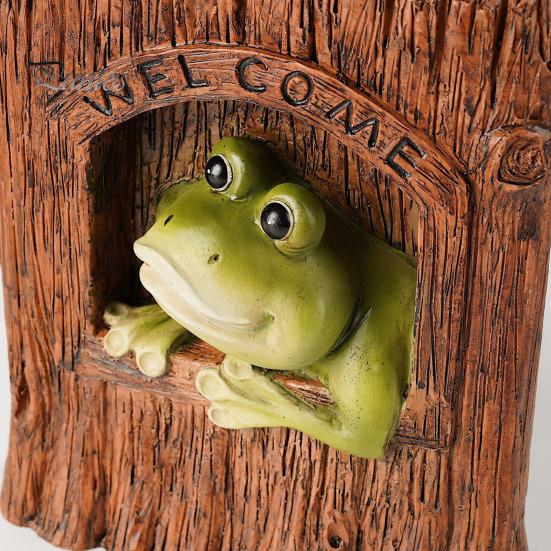 Настенное украшение в виде лягушки, статуэтка из смолы в виде лягушки, настенное украшение в виде лягушки, приветственный знак для сада, патио, двора, дерева, подарок на новоселье