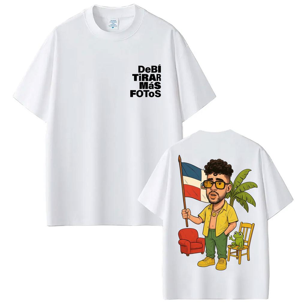 Футболка рэпера Bad Bunny Debi Tirar Mas Fotos DTMF World Tour Модные футболки Унисекс Женские Винтажные Хип-Хоп Хлопковые Летние Футболки