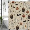 Halloween Cute Skeleton Ghost Bathroom Shower Curtain Scary Pumpkin Bat Bathtub Alchemy Witchcraft Decoration Waterproof Polyest