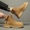 Рабочие ботинки мужские осенне-зимние уличные ботинки Мартина мужские популярные большеголовые универсальные большие желтые ботинки с отворотом из меха ретро мужские ботинки