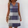 Women Summer Dresses V-Neck Print Sleeveless Sundress Casual Dress