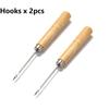 2pcs/lot Wooden Handle Sewing Awl Hand Stitching Leather Bracelet  Taper Craft Needle With/No Hooks For DIY Jewelry Making