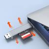 Многофункциональный алюминиевый кард-ридер для карт TF, USB Type A/C, двойной слот, не требует драйверов, для командировок, для обмена документами
