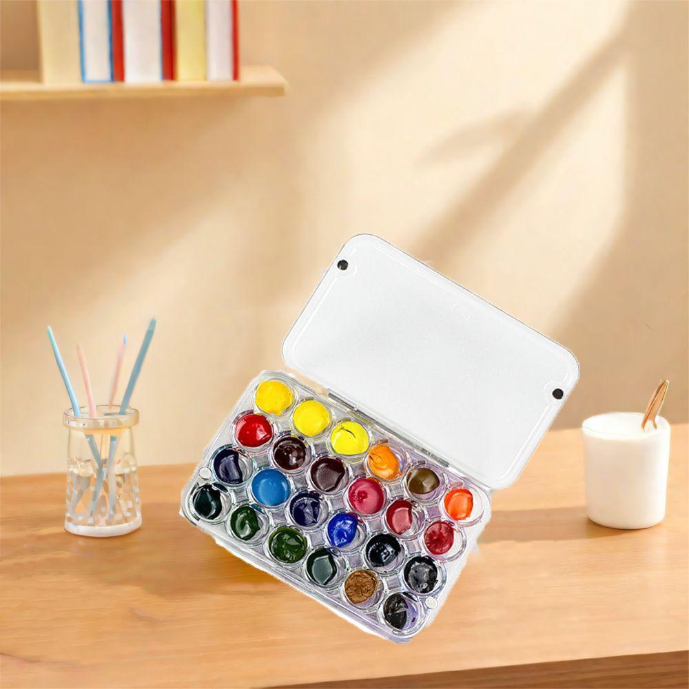 24 ячейки Палитра для акварельных красок Прозрачная коробка для красок Художественные принадлежности Мини-палитра для акварели для дома