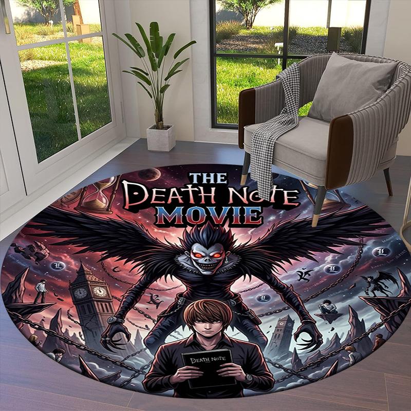 Death Note Round Area Rug Carpet Rug For Living Room Bedroom Sofa Playroom Decor Nonslip Floor Mat
