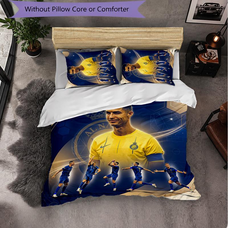 Cristiano Ronaldo Pattern 3 Pieces Bedding Set Soft Microfiber Duvet Cover with Pillow Cases for Bedroom