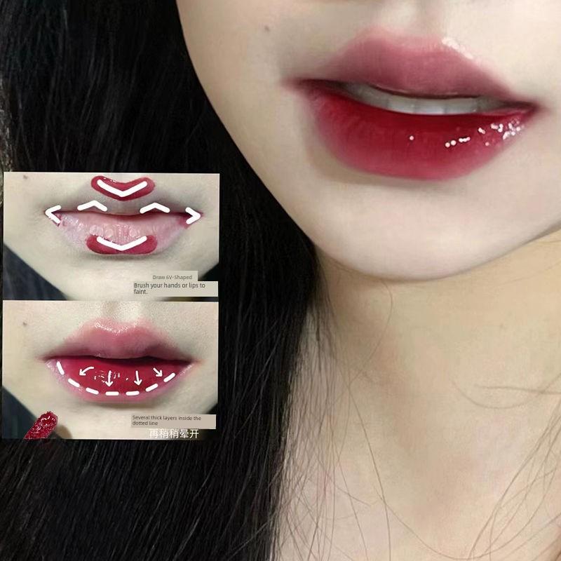 Rose Black Tea ~ Delicate Water Light Feeling Lip Lacquer Pure Desire Style Student Plain Face White Non-Fading Lipstick Moisturizing Lip Gloss