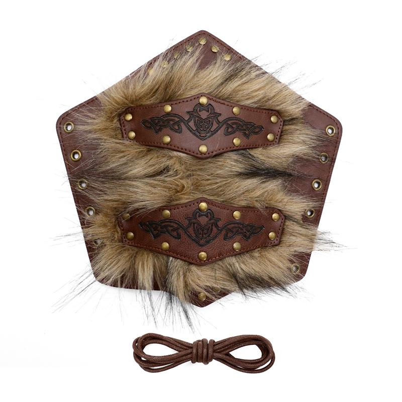 Защитные браслеты на запястья из искусственной кожи Средневековые Стимпанк Наручи с меховой броней для Хэллоуина Косплей Костюм Аксессуары