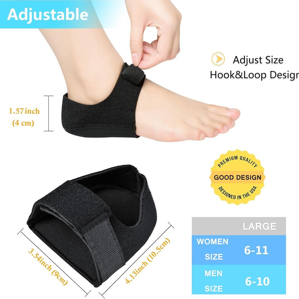 Heel Protectors, Heel Cups, Gel Heel Cushion Support for Plantar Fasciitis, Heel Pain, Achilles Tendinitis, Dry Cracked Heels, Heel Pads