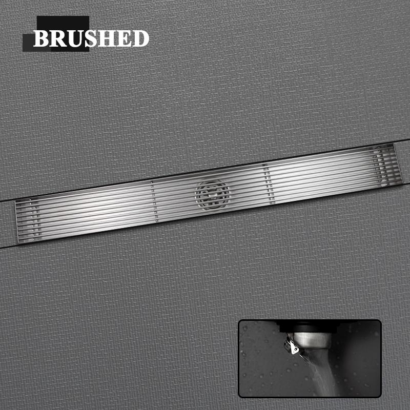 Матовый золотисто-серый слив для душа, вставка из плитки, нержавеющая сталь SUS304, длинный линейный слив для ванной комнаты