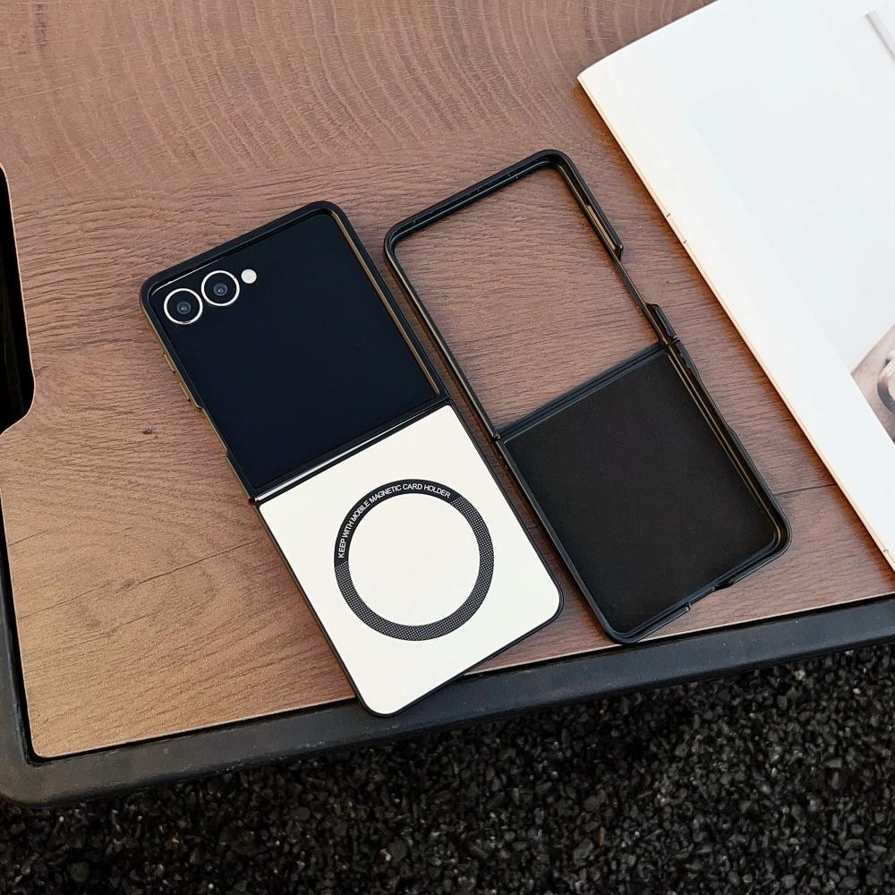 Zflip7 FE Ultra Thin Business PU Leather Magnetic Case For Samsung Galaxy Z Flip6 Flip 7 6 5 4 3 Wireless Charging Cover