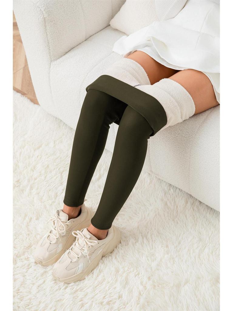 Уютные леггинсы из овчины больших размеров для тепла и комфорта осенью и зимой