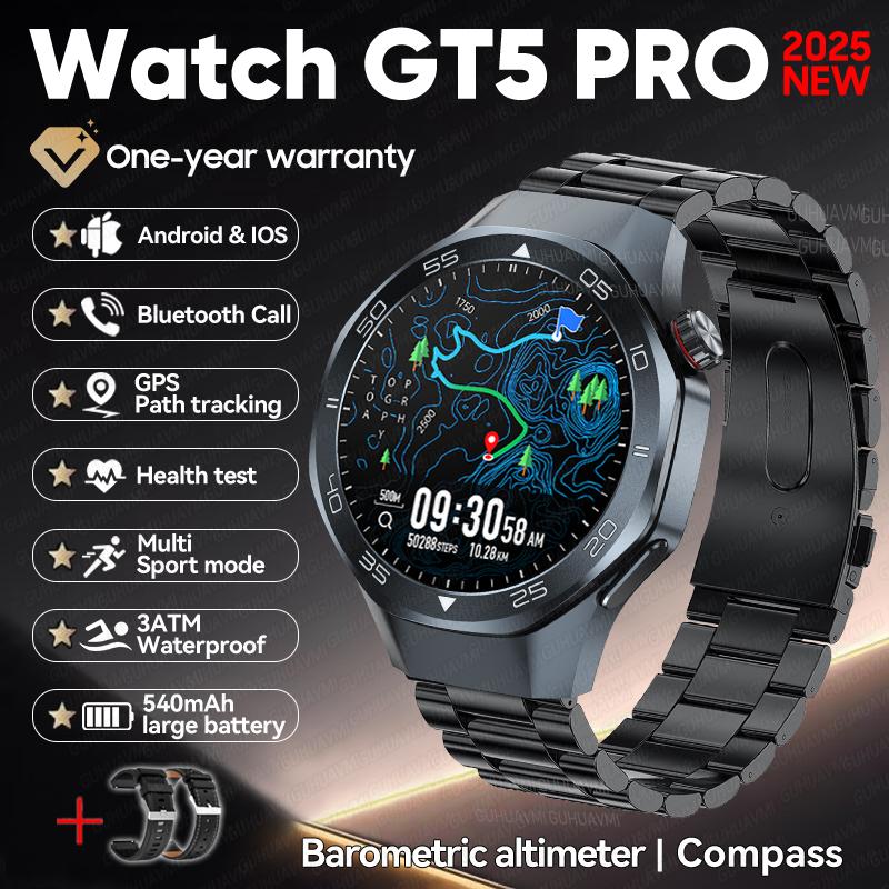 Новые Уличные Спортивные Умные Часы DT5 с GPS-позиционированием, Компас, Водонепроницаемость 3ATM, HD AMOLED Экран, Bluetooth-звонки, Умные Часы для Мужчин