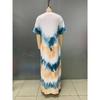 Casual Beach Maxi Tie Dye Printed Dresses Women's Spring Summer Short Sleeve V-neck Plus Size Long Dress