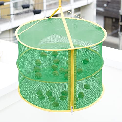 Aimedia Compact Foldable Drying Net, 2-Tier Foldable Drying Net, 42cm, for Dried Fish, Drying Basket, Drying Net, for Dried Vegetables, Dried Fruits,