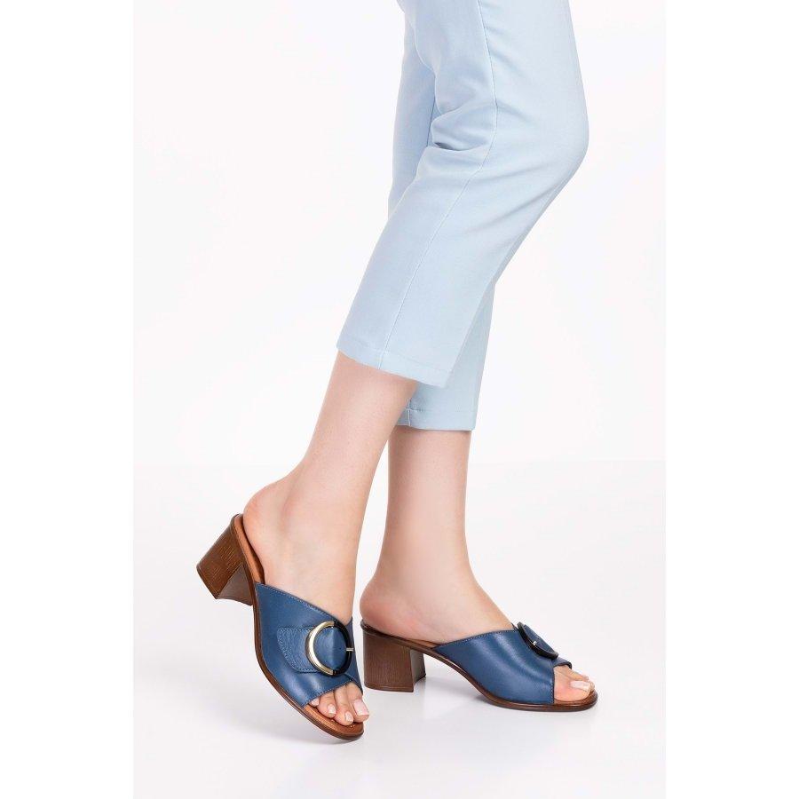 Женские босоножки из натуральной кожи на среднем каблуке Тапочки