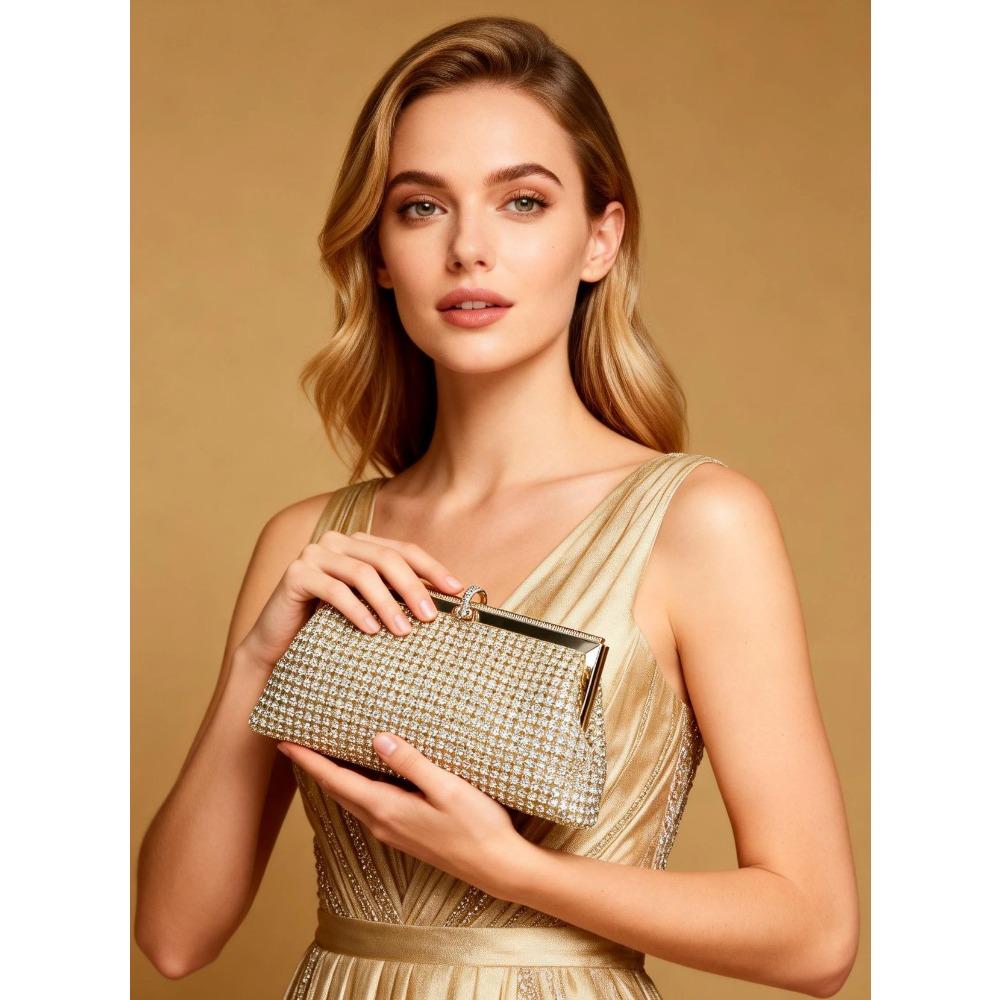 2026 Dinner bag handmade rhinestone button evening bag clutch bag banquet bag diamond dinner bag