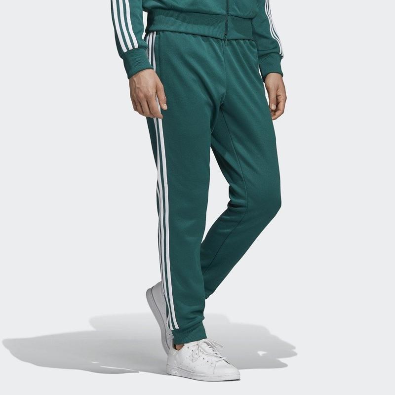 adidas Оригинальные спортивные штаны Clover SST TP в полоску с вышивкой логотипа, осенние мужские брюки, зеленые EJ9701