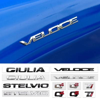 3D ABS Глянцевый серебристо-черный Q2 Q4 Ti Veloce Giulia Stelvio Буквенный шильдик Эмблема на багажник Наклейки на автомобиль Для аксессуаров