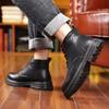 Модные зимние теплые мужские ботинки из кожи и бархата на платформе, дизайнерские повседневные ботинки из хлопка с мягкой подошвой для мужчин, модные шерстяные ботильоны для мужчин