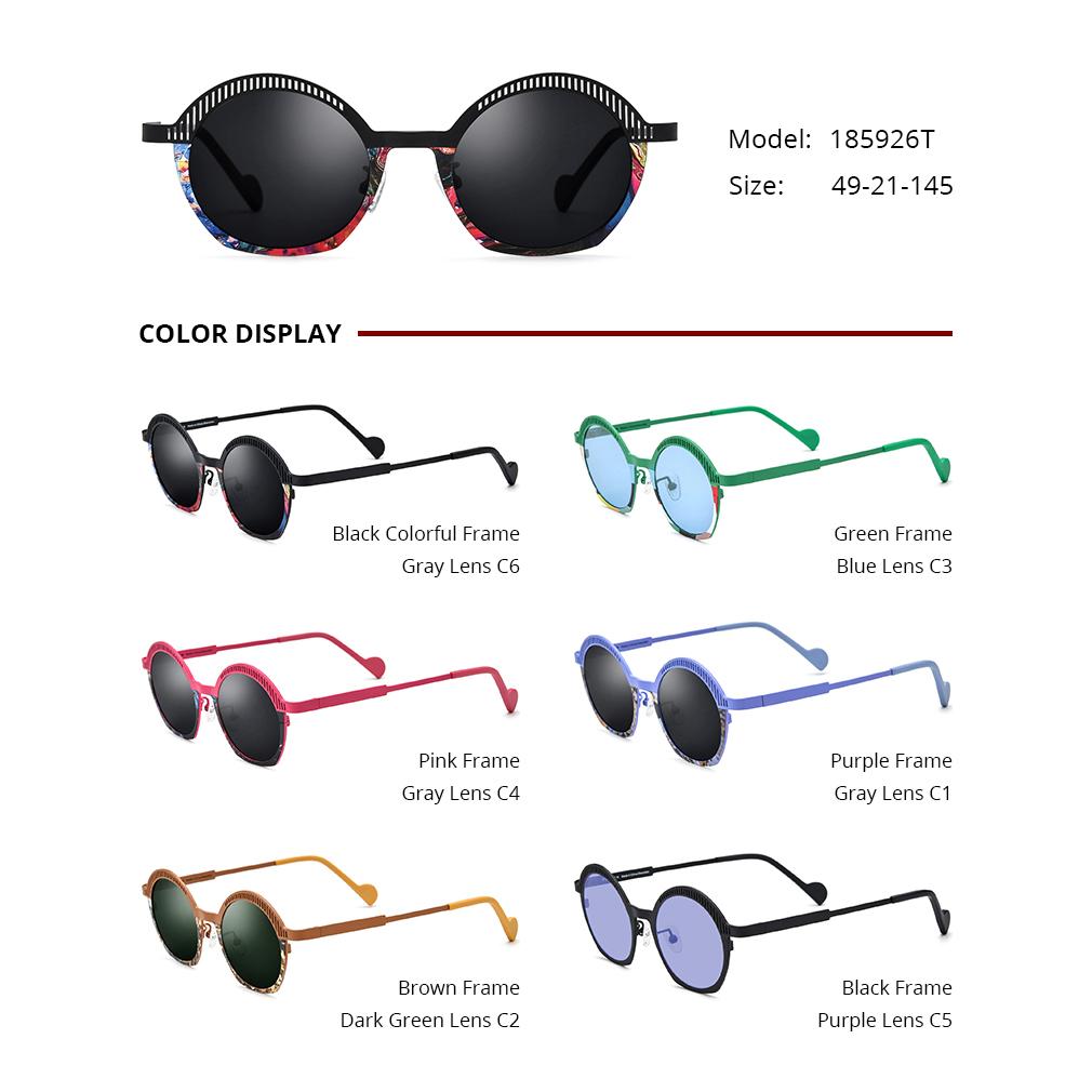 Borregls Print Titanium Sunglasses Women 2026 New High Quality Retro Oval UV400 Polarized Sun Glasses Hollow Out Shades 185926T