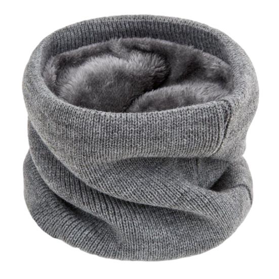 Winter Cycling Scarf Double-Layer Neck Warmer Knit Thickened Fleece Lined Elastic Soft Circle Scarf Neck