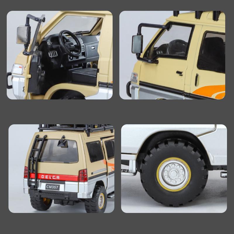 Масштаб 1/24 Mitsubishi Delica Кемпер Минивэн MPV Модель Игрушечной Машинки Литой Металл Миниатюрный Инерционный Звук и Свет Коллекция Подарок для Ребенка