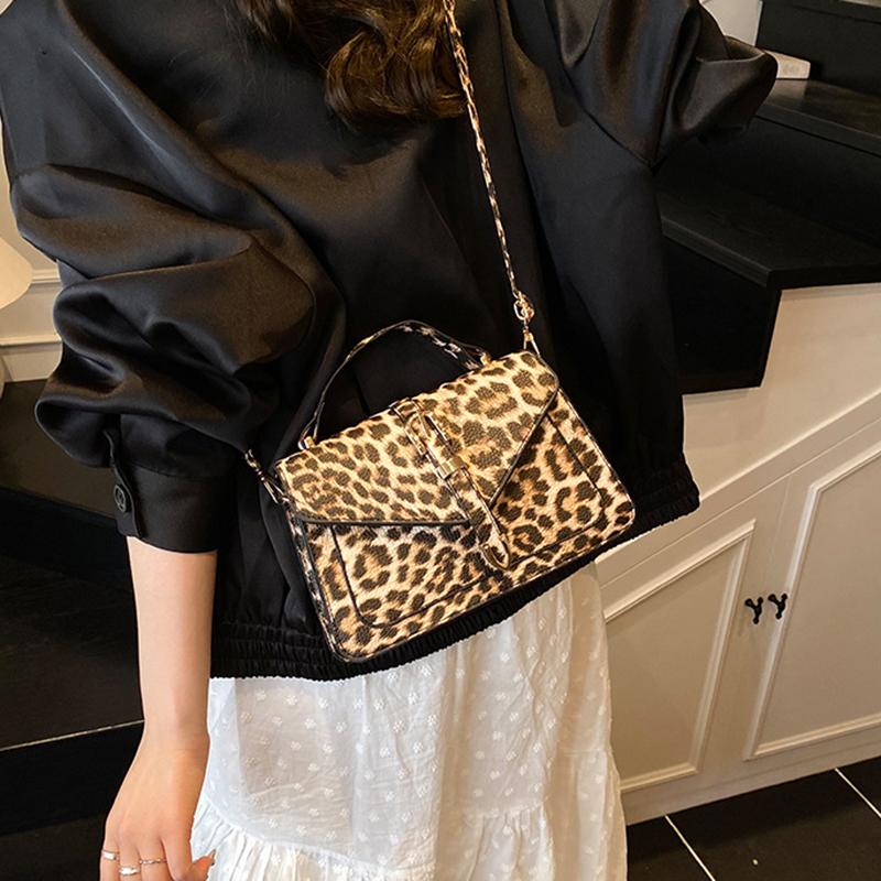 Summer New Design Y2k Leopard Print Small Flap Bag Motorcycle Style Women's PU Leather Shoulder Crossbody Bag