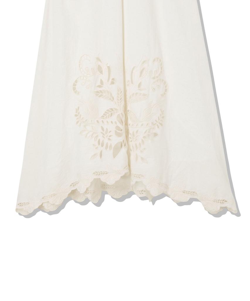 Penfield Laser-Cut Embroidered Shirring Dress White_Fs2Ws54F