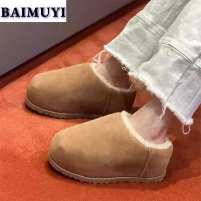 Модные туфли на плоской подошве с мехом, женские ботильоны, замшевые туфли, тренд 2025 года, короткие плюшевые повседневные тапочки, ботинки челси, зимние новые спортивные женские ботинки